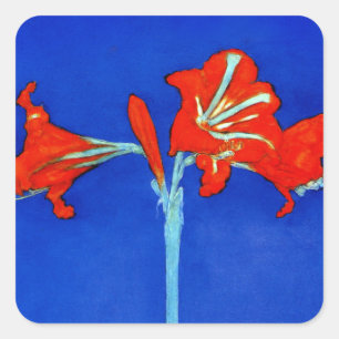 Mondrian Amaryllis-Aufkleber Quadratischer Aufkleber