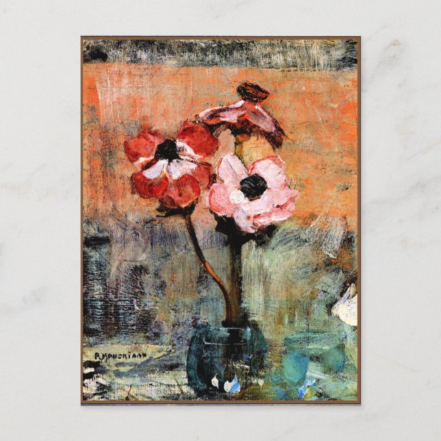 Mondrian - Anemones in einer Vase, berühmtes Bild Postkarte (Vorderseite)