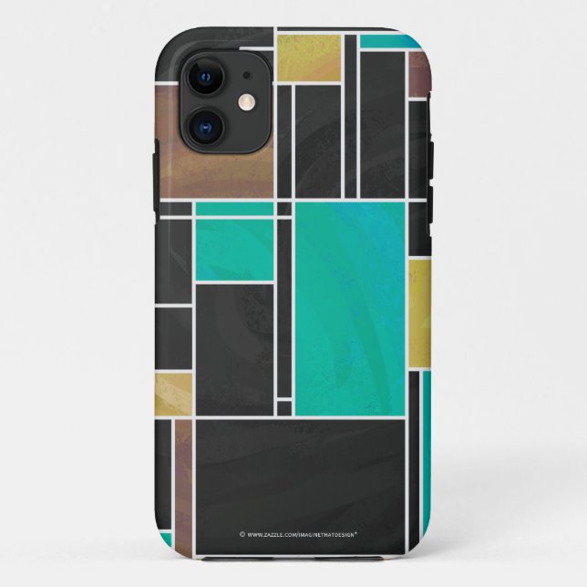 Mondrian Aquamarin Brown Black Print Case-Mate iPhone Hülle (Rückseite)