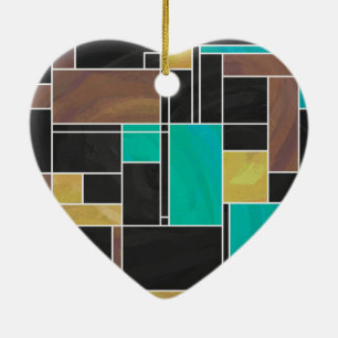 Mondrian Aquamarin Brown Black Print Keramikornament