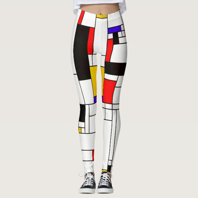 Mondrian Art-abstrakte Kunst Leggings (Vorderseite)