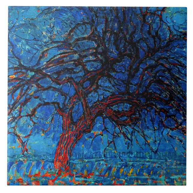 Mondrian - Avond (Abend), Roter Baum, Fliese (Vorderseite)