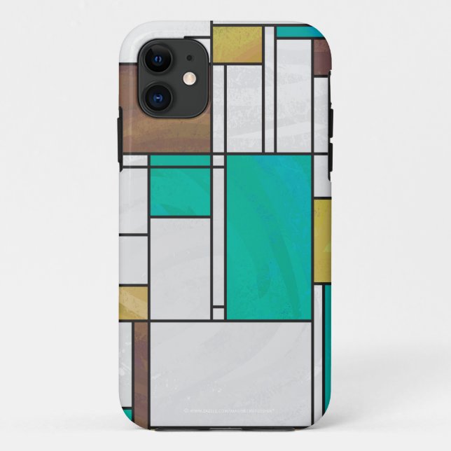 Mondrian Brown Yellow Aquamarin Print Case-Mate iPhone Hülle (Rückseite)