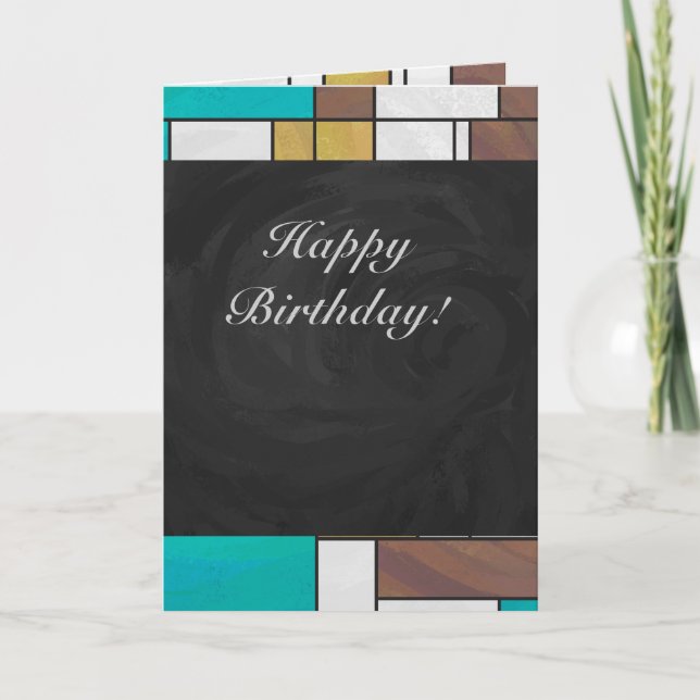 Mondrian Brown Yellow Aquamarin Print Karte (Vorderseite)