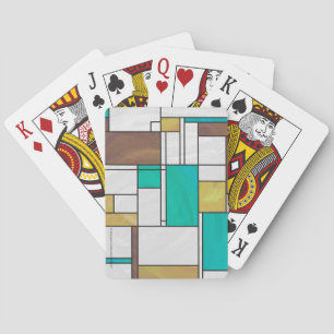 Mondrian Brown Yellow Aquamarin Print Spielkarten