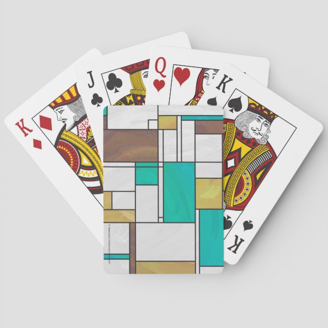 Mondrian Brown Yellow Aquamarin Print Spielkarten (Rückseite)
