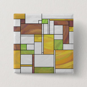 Mondrian Brown Yellow Green Print Button