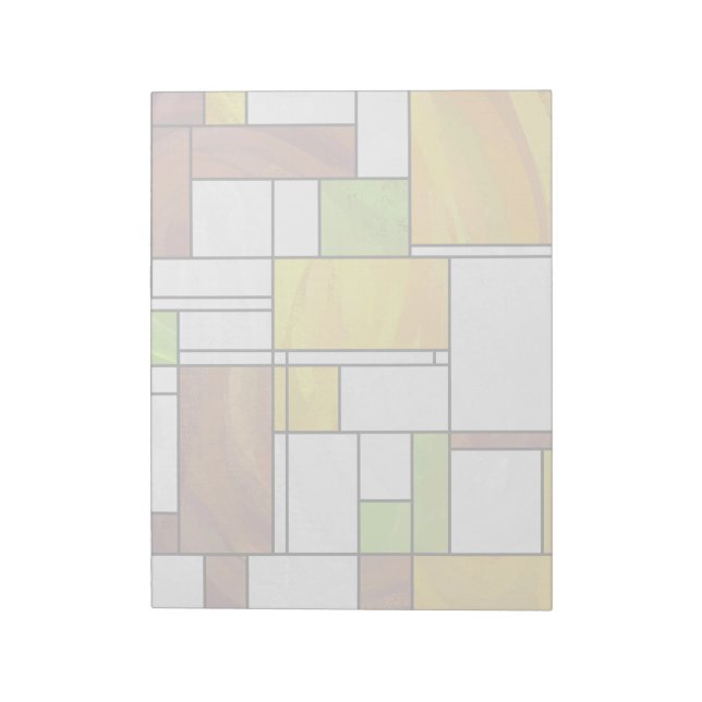 Mondrian Brown Yellow Green Print Notizblock (Rotiert)