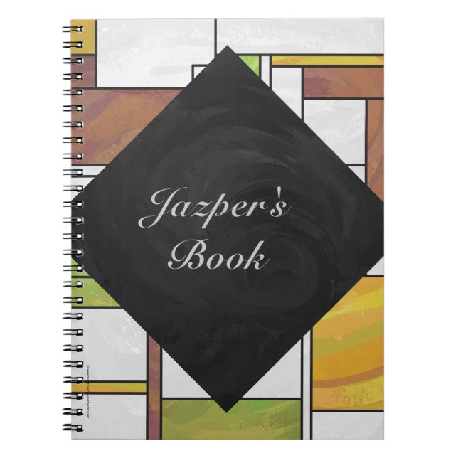 Mondrian Brown Yellow Green Print Notizblock (Vorderseite)