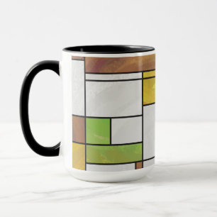 Mondrian Brown Yellow Green Print Tasse