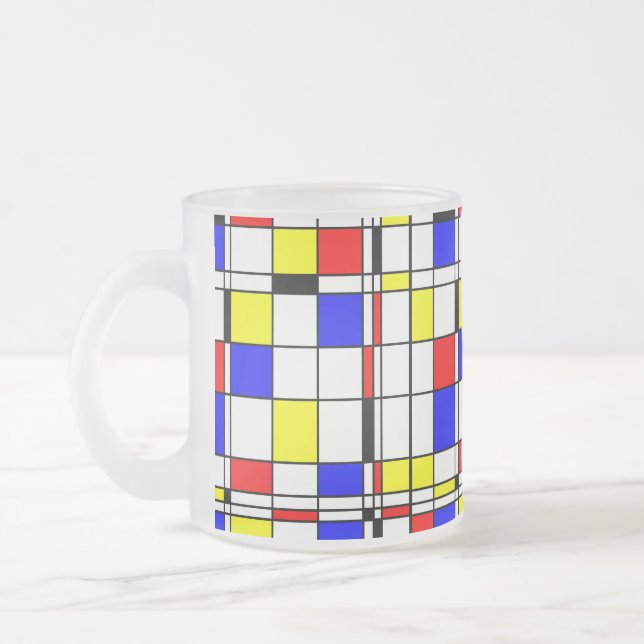 Mondrian bunte Minimalist De Stijl moderne Kunst Mattglastasse (Links)
