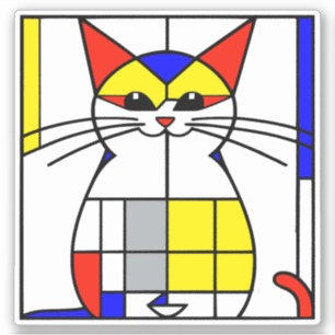 Mondrian Cat Aufkleber