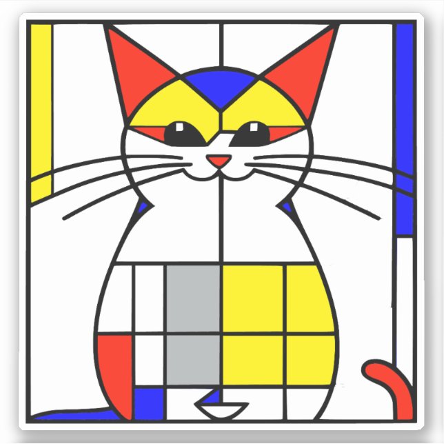 Mondrian Cat Aufkleber (Vorderseite)