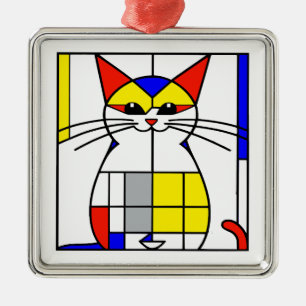 Mondrian Cat Ornament Aus Metall