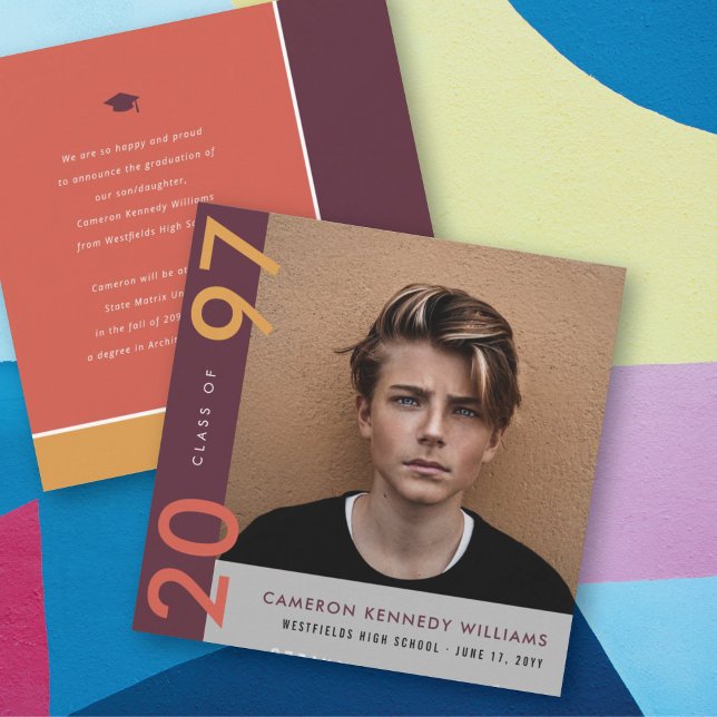 Mondrian Color Blocks Grad Moderner Foto Abschluss Ankündigung (Mondrian Color Blocks Grad Modern Photo Graduation Announcement Card @ zazzle.com/color_therapy)