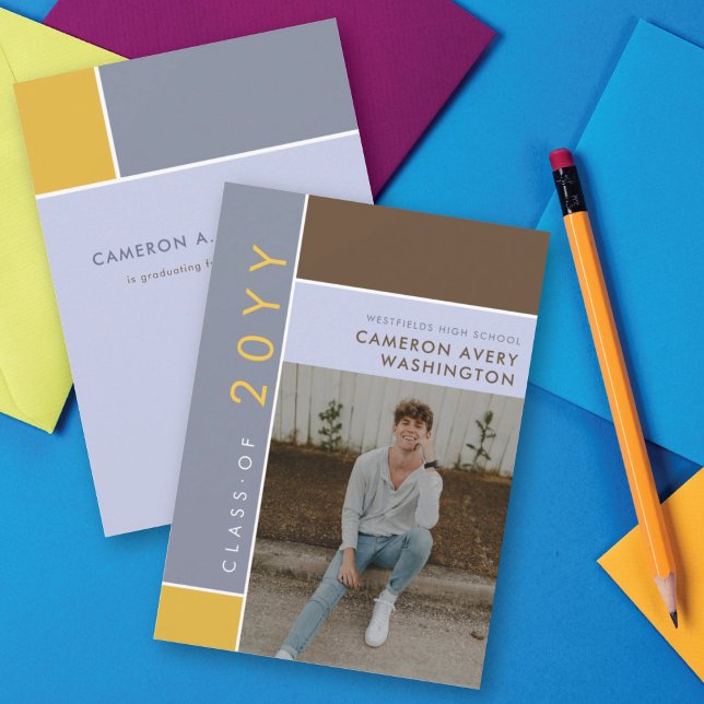 Mondrian Color Blocks Mod Foto Graduation Party Einladung (Von Creator hochgeladen)