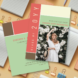 Mondrian Color Blocks Mod Foto Graduation Party Einladung