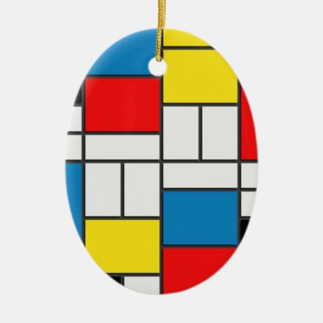 Mondrian Cubism Style Keramik Ornament (Vorne)