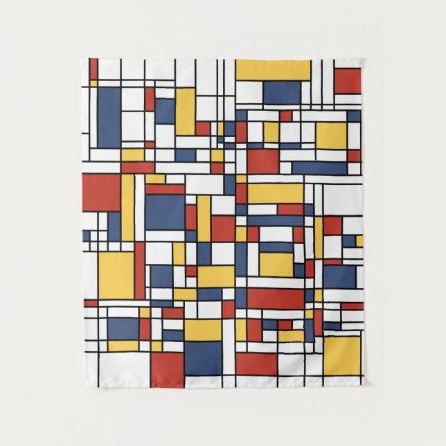 Mondrian De Stijl Pattern Wandteppich (Vorderseite)