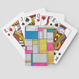 Mondrian Gelb Pink Blau Druck Spielkarten