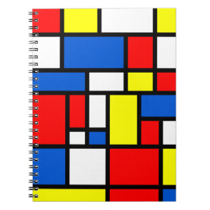 Mondrian gelbes rotes blaues Notizbuch Notizblock