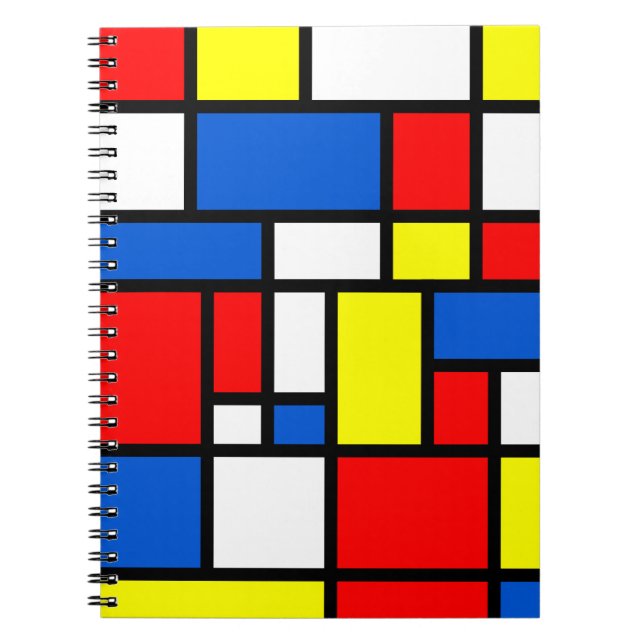 Mondrian gelbes rotes blaues Notizbuch Notizblock (Vorderseite)