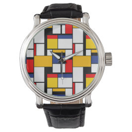 Mondrian Geometric Minimalistisch Comopsition Mode Armbanduhr