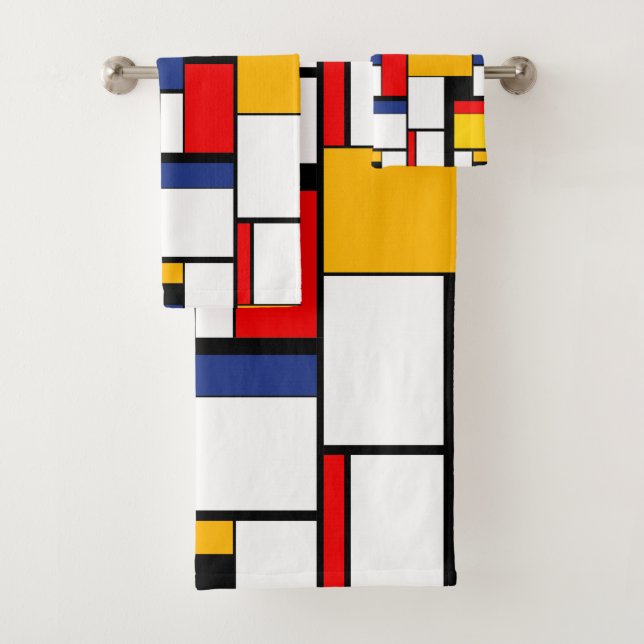 Mondrian Geometric Minimalistisch Comopsition Mode Badhandtuch Set (Insitu)
