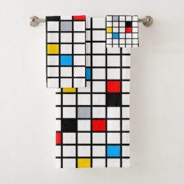 Mondrian Geometric Minimalistisch Comopsition Mode Badhandtuch Set