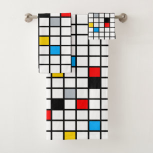 Mondrian Geometric Minimalistisch Comopsition Mode Badhandtuch Set