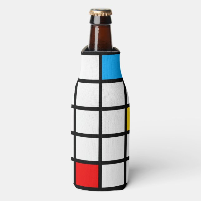 Mondrian Geometric Minimalistisch Comopsition Mode Flaschenkühler (Flaschenvorderseite)