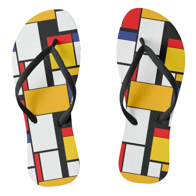 Mondrian Geometric Minimalistisch Comopsition Mode Flip Flops (Fußbett)