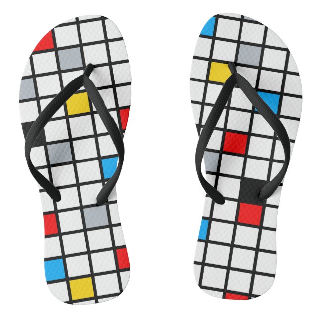 Mondrian Geometric Minimalistisch Comopsition Mode Flip Flops (Fußbett)