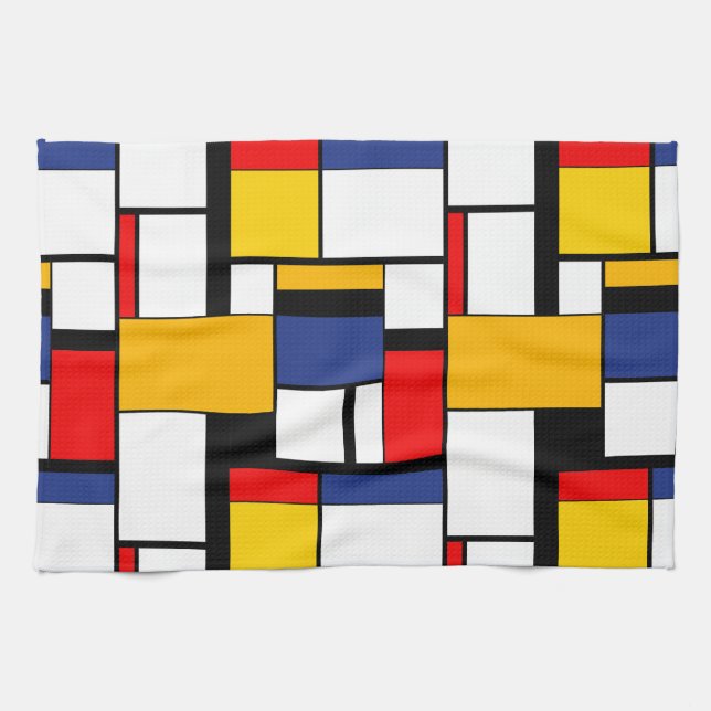 Mondrian Geometric Minimalistisch Comopsition Mode Geschirrtuch (Horizontal)