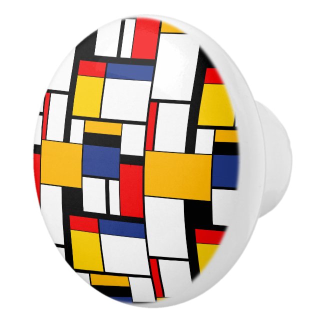 Mondrian Geometric Minimalistisch Comopsition Mode Keramikknauf (Rechts)