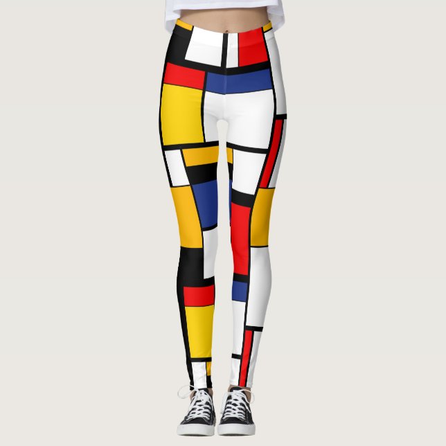 Mondrian Geometric Minimalistisch Comopsition Mode Leggings (Vorderseite)