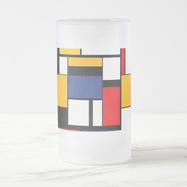 Mondrian Geometric Minimalistisch Comopsition Mode Mattglas Bierglas (Mittel)