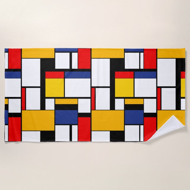 Mondrian Geometric Minimalistisch Comopsition Mode Strandtuch (Vorderseite)