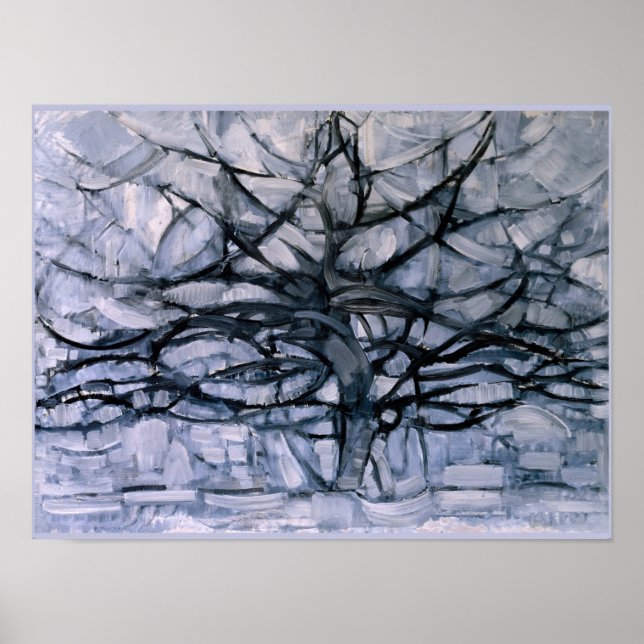 Mondrian - Grauer Baum, berühmtes Gemälde, Poster (Vorne)