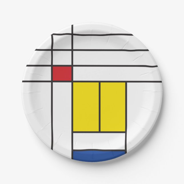 Mondrian II Minimalistisch De Stijl Modernes Art D Pappteller (Vorderseite)