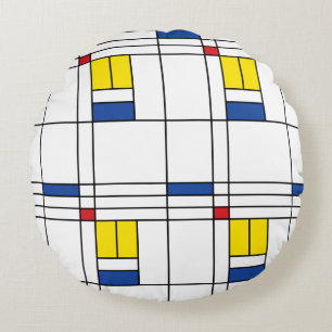 Mondrian II Minimalistisch De Stijl Modernes Art D Rundes Kissen