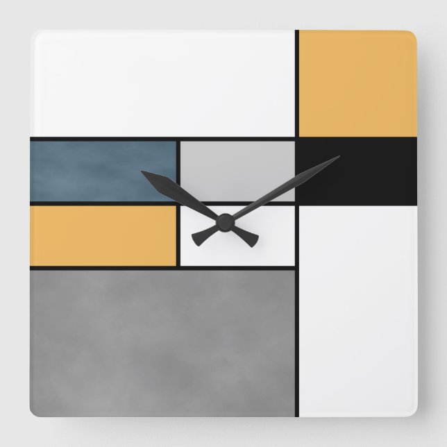 Mondrian inspiration quadratische wanduhr (Vorderseite)
