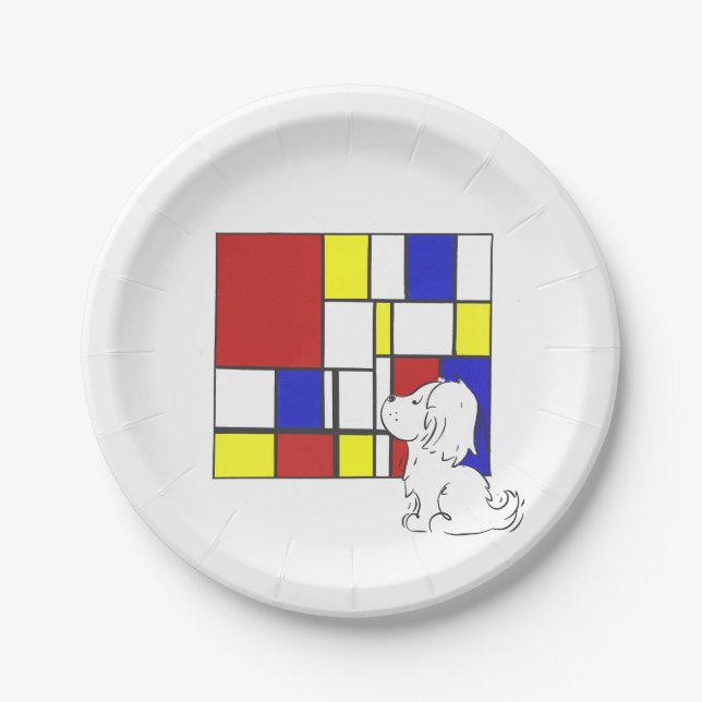 Mondrian Inspired Chamomile Pappteller (Vorderseite)