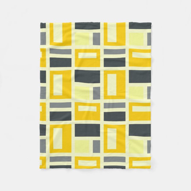 MONDRIAN INSPIRIERT - GELB & GRAU FLEECEDECKE (Vorderseite)