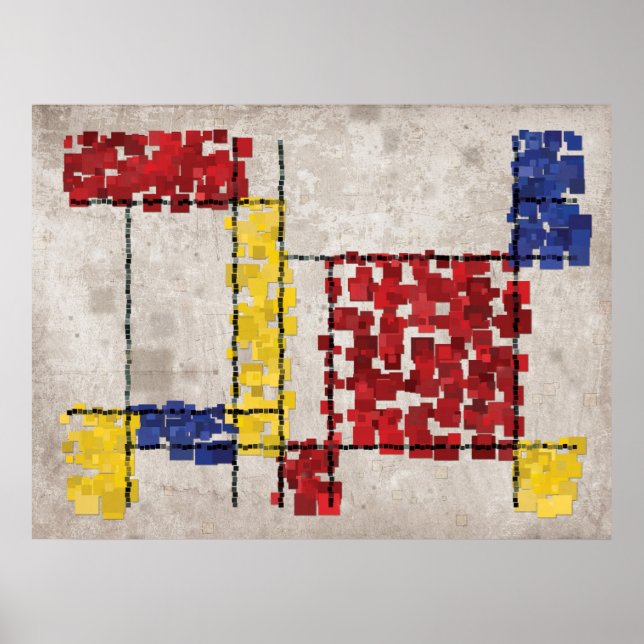 Mondrian Inspiriert Quadrate Poster (Vorne)