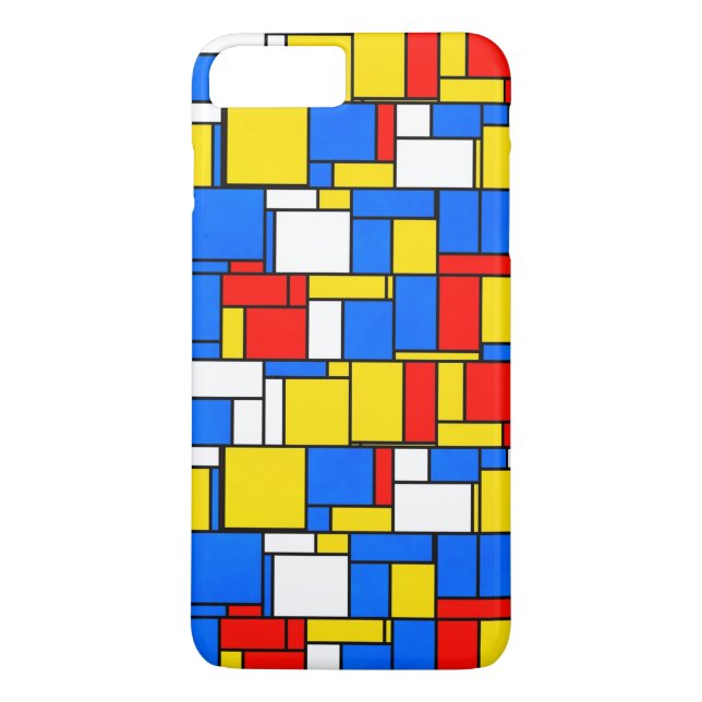 Mondrian Inspiriert Style Red Blue Yellow Pattern Case-Mate iPhone Hülle (Rückseite)