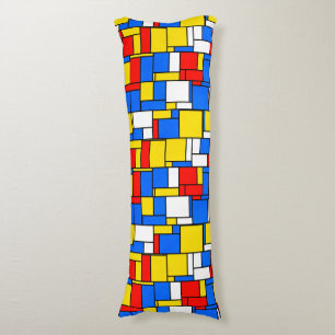 Mondrian Inspiriert Style Red Blue Yellow Pattern Seitenschläferkissen