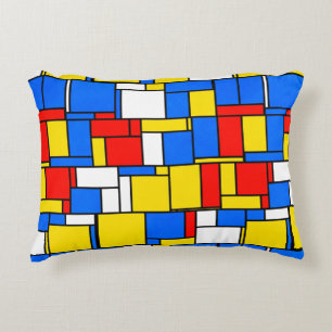 Mondrian inspirierte Art-rotes blaues gelbes Dekokissen