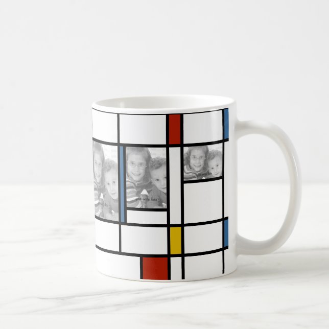 Mondrian inspirierte Foto-Schablonen-Tasse Kaffeetasse (Rechts)