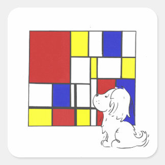 Mondrian inspirierte Kamille Quadratischer Aufkleber